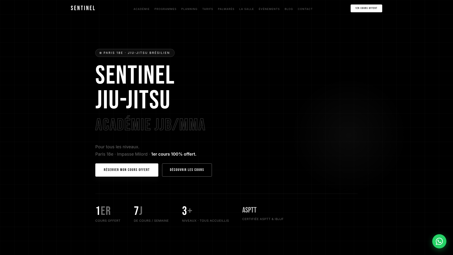 Capture du site Sentinel Jiu-Jitsu